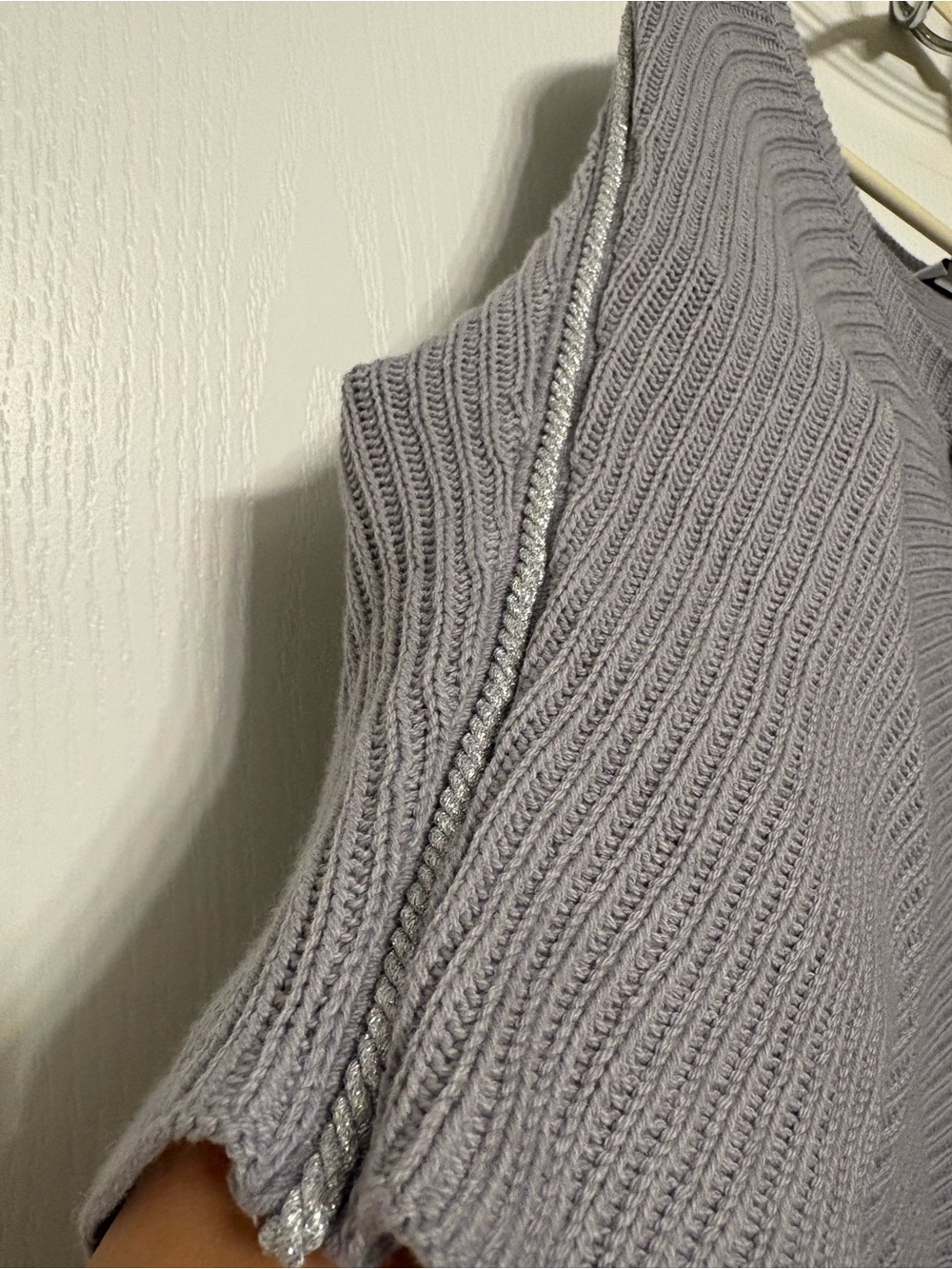 WHBM Light Gray Ribbed Knit Top - Picture 8 of 10